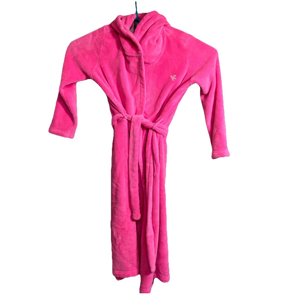 Victoria Secret Hooded Long Pink Color‎ Robe Size Small Belt Pockets Bathrobe